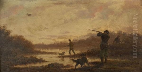 Chasse Au Marais Au Couchant Oil Painting by Emmanuel Coulange-Lautrec