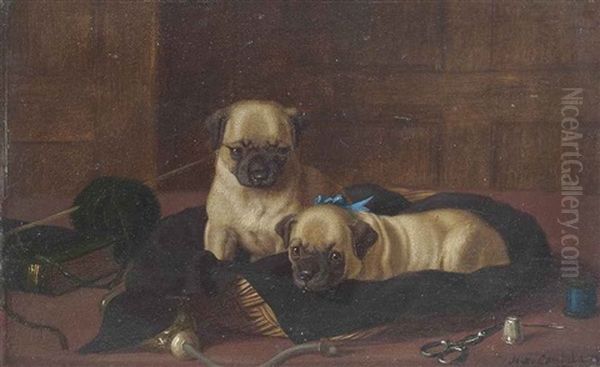 The Seamstresses' Pugs Oil Painting by Horatio Henry Couldery