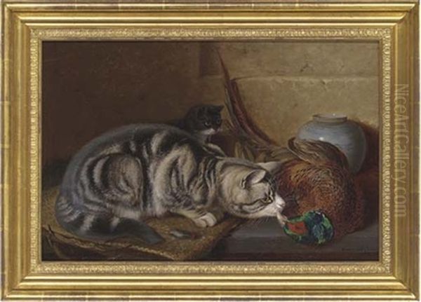 Cats In The Game Larder Oil Painting by Horatio Henry Couldery