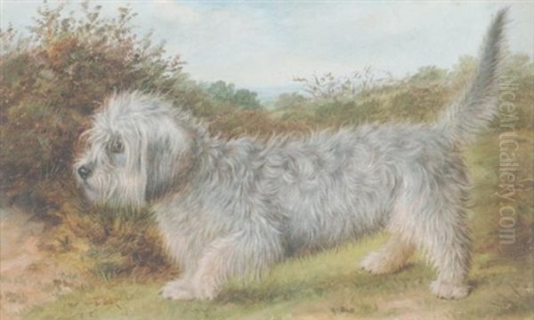 A Dandie Dinmont In A Landscape Oil Painting by Horatio Henry Couldery