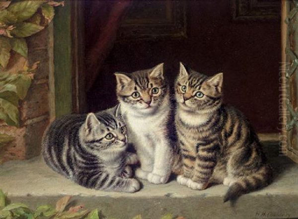 A Trio Of Kittens Oil Painting by Horatio Henry Couldery