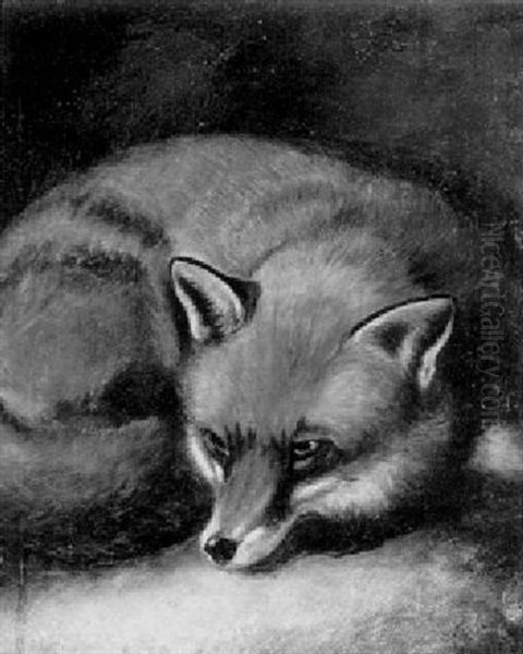 A Fox Oil Painting by Horatio Henry Couldery