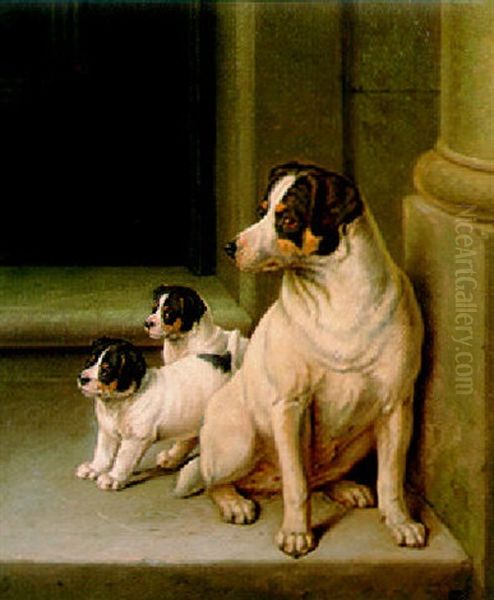 Jack Russell And Puppies Oil Painting by Horatio Henry Couldery