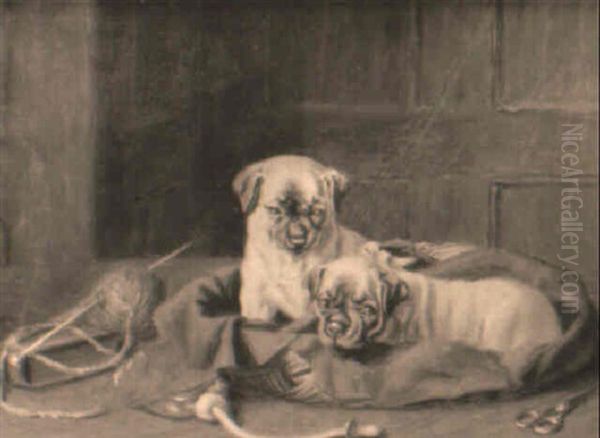 The Dog Basket Oil Painting by Horatio Henry Couldery