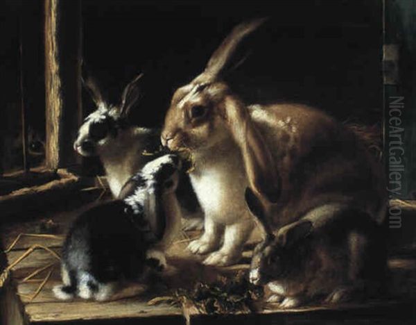 Rabbits Oil Painting by Horatio Henry Couldery