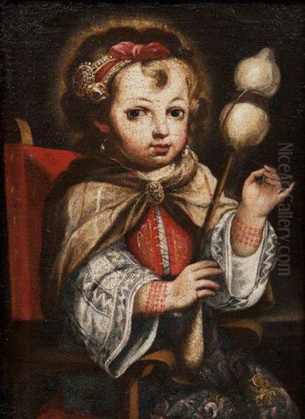 La Petite Fille A La Quenouille. Oil Painting by Sofonisba Anguissola