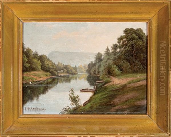 Scottish Scenery, View On The Tay, Above Dunkeld Oil Painting by George David Coulon