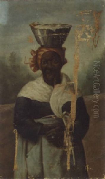 Portrait Of A Black Woman With A Headkerchief Oil Painting by George Joseph Amede Coulon