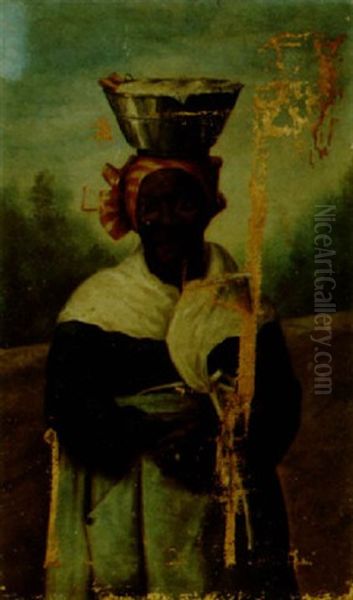 Portrait Of A Black Woman With A Headkerchief Oil Painting by George Joseph Amede Coulon