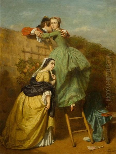 Rendez-vous At The Wall Oil Painting by Louis Coulon