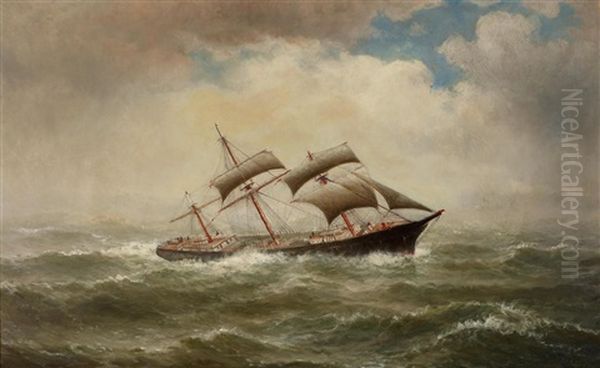 Ship In Rough Seas Oil Painting by William Alexander Coulter