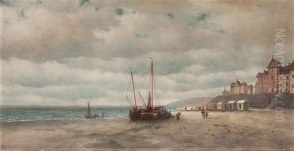 Beach Scene With Boats Oil Painting by William Alexander Coulter