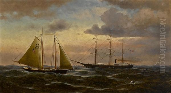 Pilot Boat And Bark Oil Painting by William Alexander Coulter