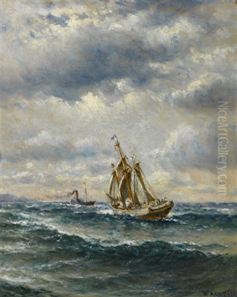 A Black Ball Liner Oil Painting by William Alexander Coulter