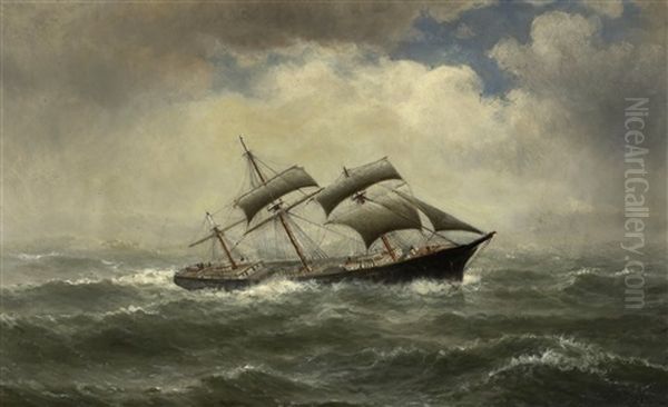 Sailing Ship In Rough Seas Oil Painting by William Alexander Coulter