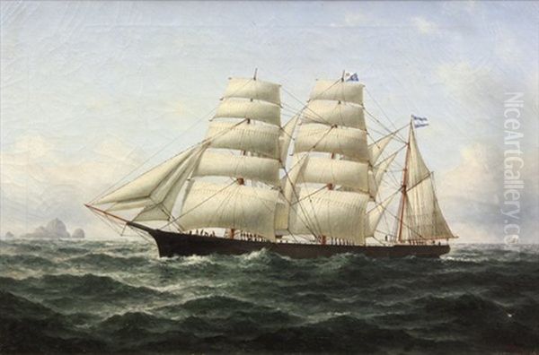 Ship Under Sail Off Seal Rock Oil Painting by William Alexander Coulter