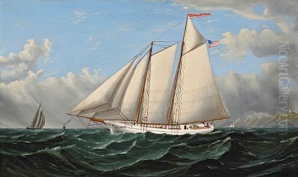 The Jennie Thelin Off San Francisco Bay Oil Painting by William Alexander Coulter