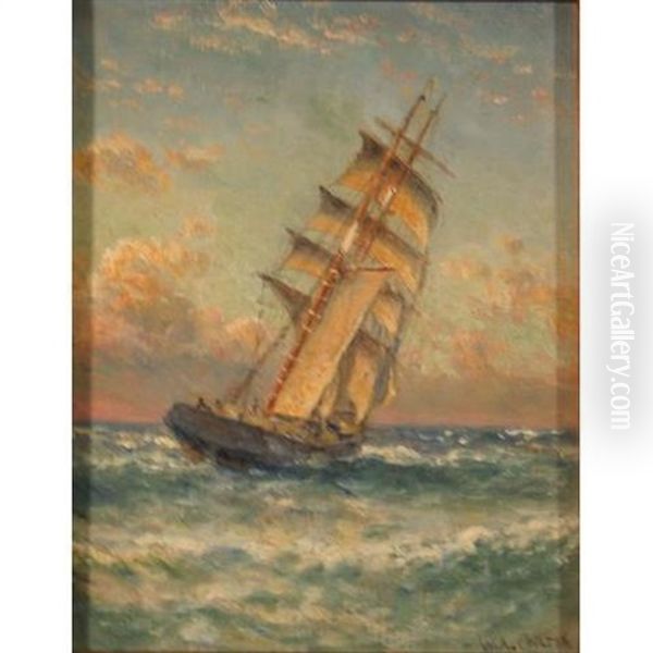 A Brigantine Running Before The Wind Oil Painting by William Alexander Coulter