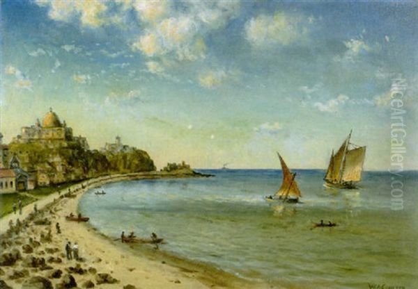 Beach At Genoa Oil Painting by William Alexander Coulter