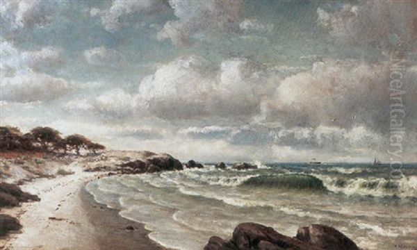 A Coastal Scene With Ships In The Distance Oil Painting by William Alexander Coulter