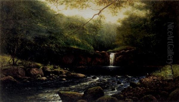 A Pool And Falls In A Summer Forest Oil Painting by William Alexander Coulter