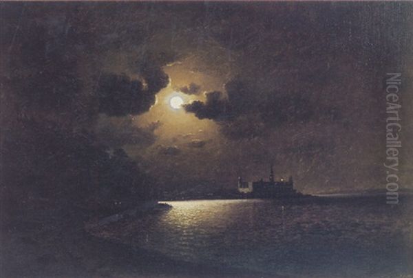 Full Moon Along The Coast Oil Painting by William Alexander Coulter