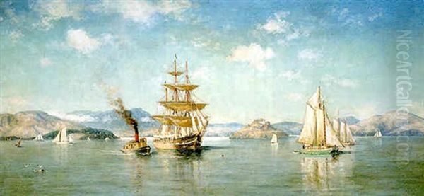 Panoramic View Of San Francisco Bay Oil Painting by William Alexander Coulter