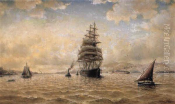 Sailing Ships In San Francisco Bay Oil Painting by William Alexander Coulter