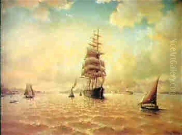 Sailing Vessels In San Francisco Bay Oil Painting by William Alexander Coulter