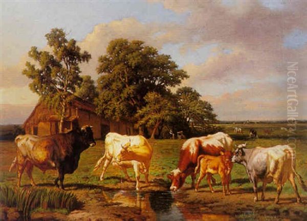 Watering Cows by Charles Coumont