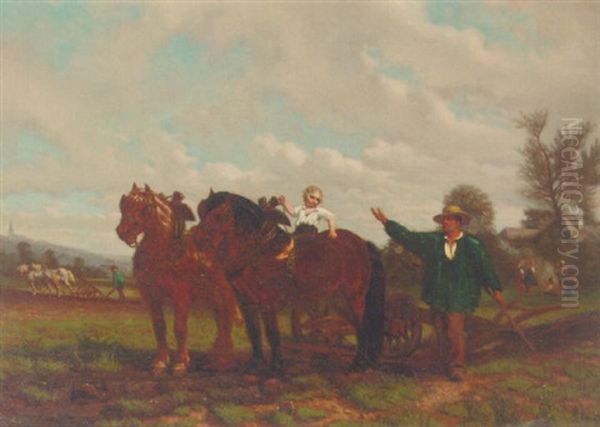 The Ploughteam Oil Painting by Charles Coumont