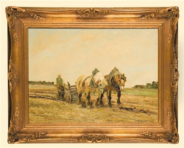 Ploughing Oil Painting by Jean Coune