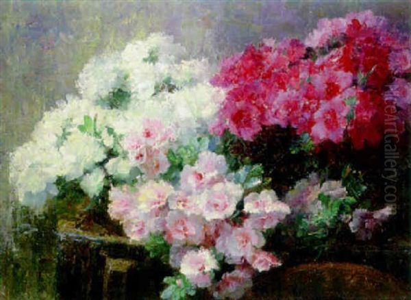 Summer Peonies On A Table Oil Painting by Louise Coupe