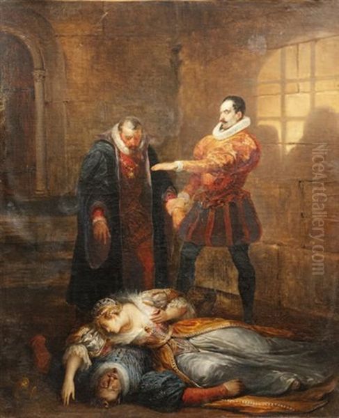 L'assassinat Oil Painting by Marie-Philippe Coupin de la Couperie