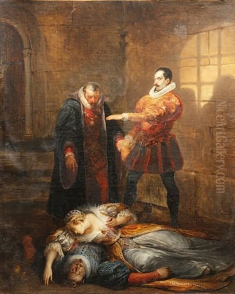 L'assassinat Oil Painting by Marie-Philippe Coupin de la Couperie