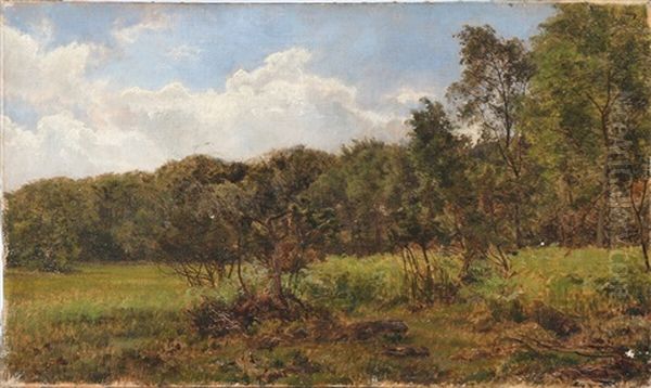 A Clearing On The Outskirts Of The Forest Oil Painting by Janus la Cour