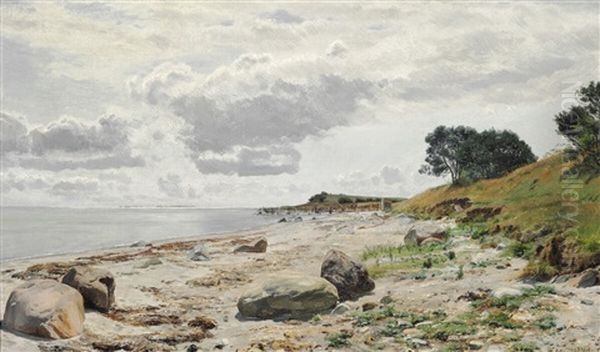 At The Beach Near Aarhus Oil Painting by Janus la Cour