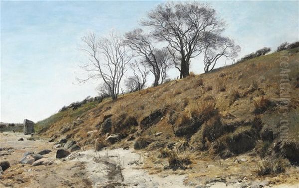 Beach Slope With Trees Oil Painting by Janus la Cour