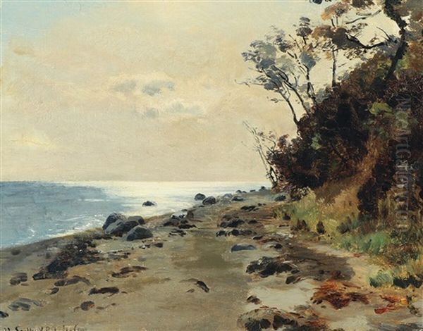 Scenery From Moesgaard Beach Oil Painting by Janus la Cour