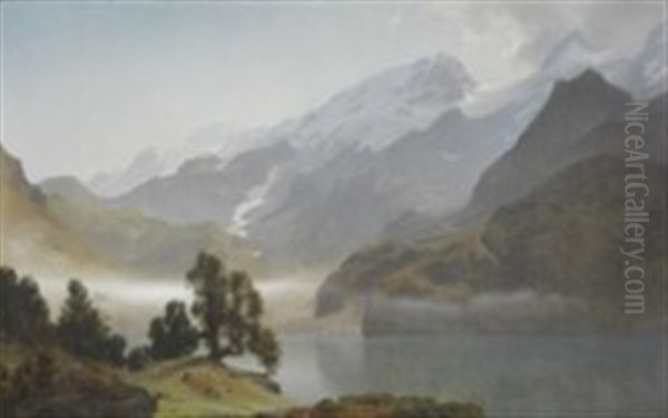 From Engstlen Alp. Berner Oberland Oil Painting by Janus la Cour