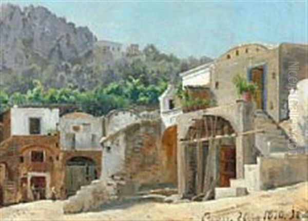 View From Capri Oil Painting by Janus la Cour