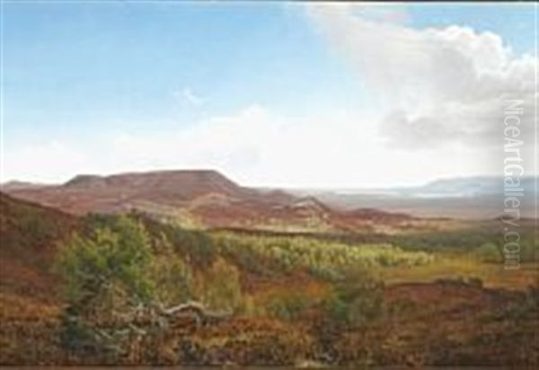 Landscape Around Himmelbjerget In Jutland Oil Painting by Janus la Cour