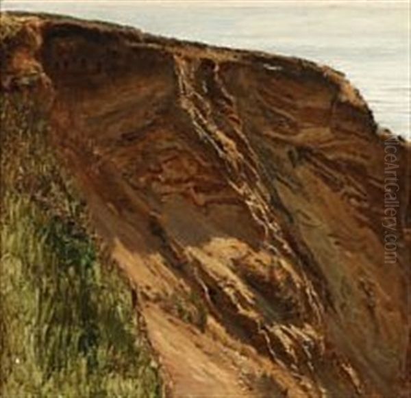 Cliff At Moesgaard Strand Oil Painting by Janus la Cour