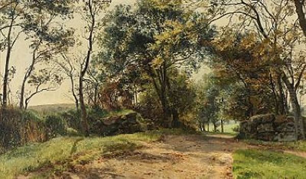 Vej I Moesgaard Skov Oil Painting by Janus la Cour