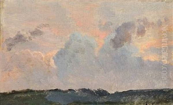 A Study Of The Clouds Oil Painting by Janus la Cour