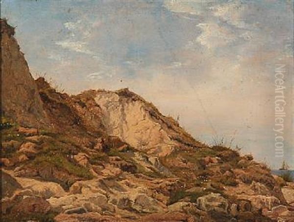 Coastal Scene From Helshoj Oil Painting by Janus la Cour