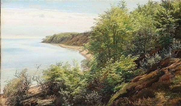 Summer Day At A Danish Fiord Oil Painting by Janus la Cour