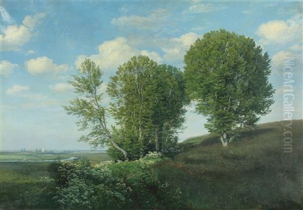 Danish Summer Landscape Oil Painting by Janus la Cour