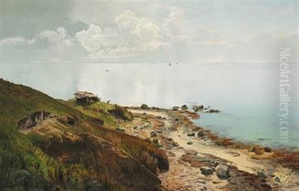 Stille Sommerdag Ud Over Havet Oil Painting by Janus la Cour