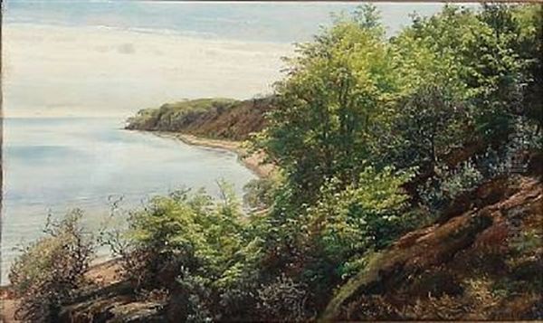 Summer Day At A Danish Fiord Oil Painting by Janus la Cour